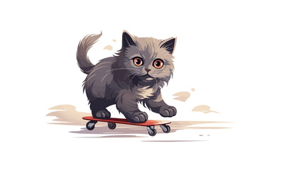 cat with bowl of food isolated vector style illustration