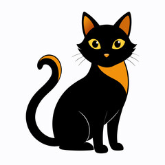 a black and orange cat with a yellow tail