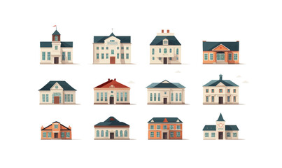 Naklejka premium school building set vector flat minimalistic isolated illustration