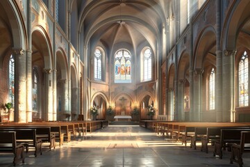 Fototapeta premium The church and the tables and chairs inside