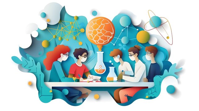 Collaborative Students Engaging in Papercut Science Project