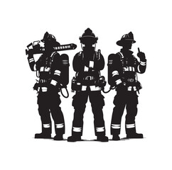 Firefighters pose silhouette vector illustration 