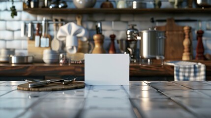 Professional Chef's Business Cards Culinary Arts and Kitchen Utensils on a Stylish Countertop