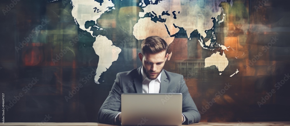 Poster a businessman browsing online courses with a copy space image.