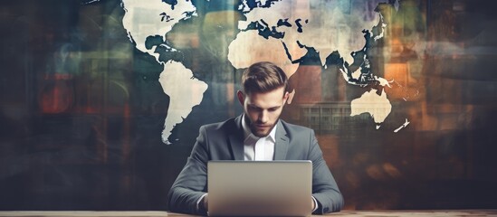 A businessman browsing online courses with a copy space image.