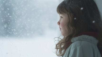 女の子, 横顔, 雪, 冬, 見つめる女の子, girl, profile, snow, winter, staring girl,
