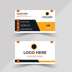 Corporate business card template . grey and orange . double sided business card design template . orange color business card layout . Professional Business Card Template . Identity Business Card . 