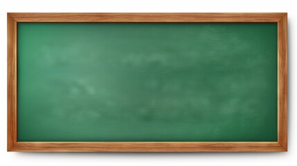 Realistic green chalkboard with wooden frame isolated on white background, empty and rubbed out. School chalkboard vector template for classroom or menu design

