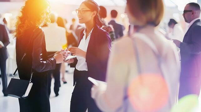 Diverse professionals networking and building connections at a business event.