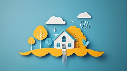 Minimal Paper Cut Style Infographic Highlighting Eco Friendly Home Conservation Practices