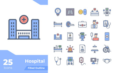 Hospital Filled Outline Icons