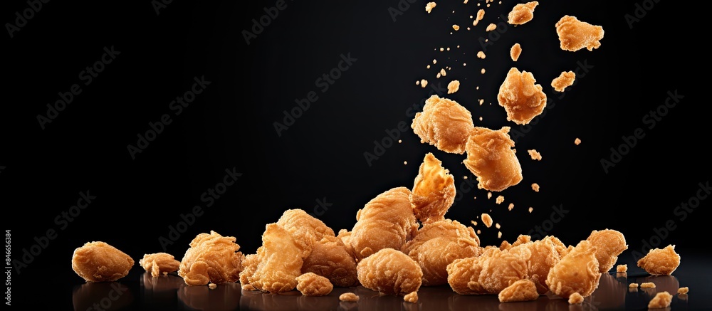 Aufkleber popcorn chicken falling with copy space image on white background.