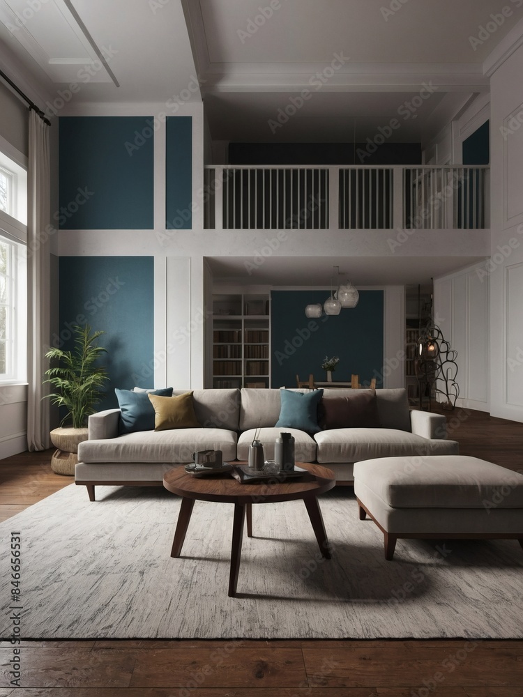 Wall mural 3D rendering showcasing interior renovation design