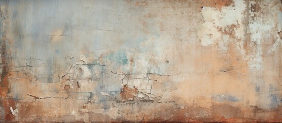 Fototapeta premium An aged, tattered, and weathered wall with a distressed appearance creates an abstract backdrop, suitable for a copy space image.