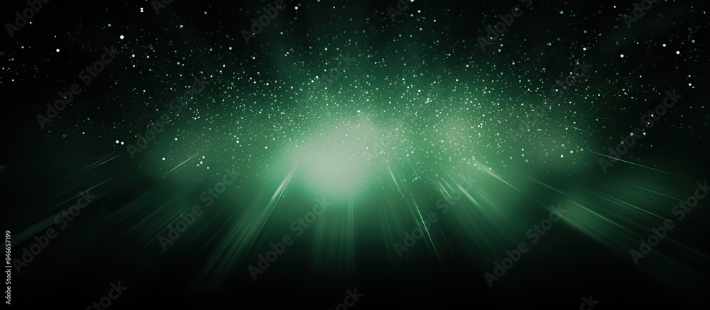 Poster a luminous light spot glowing on a dark, grainy background with a white and green blurred gradient, 