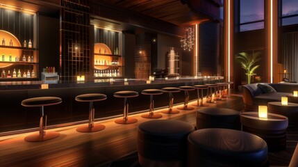 Chic Lounge Setting with Stylish Business Cards Signature Cocktails and Cozy Ambiance Perfect for Networking and Relaxation