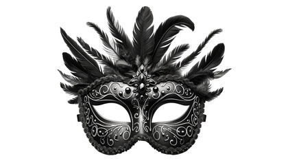 Black carnival mask isolated on transparent or white background