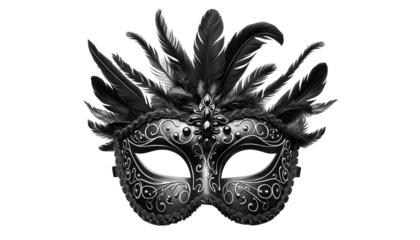 Black carnival mask isolated on transparent or white background