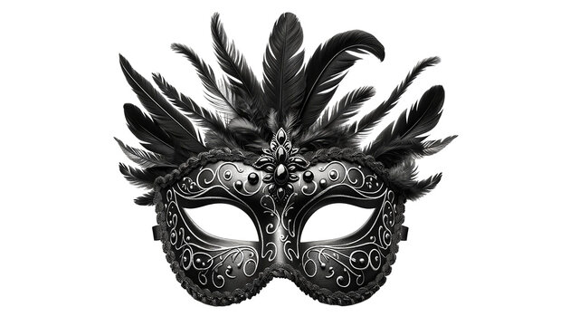 Black carnival mask isolated on transparent or white background - Powered by Adobe