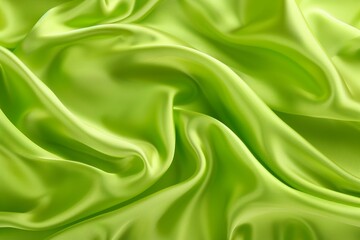 Obraz premium Elegant green silk fabric backdrop with abstract wavy satin texture pattern for luxurious ambiance