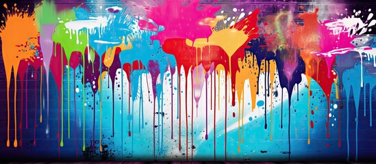 Fototapeta premium Graffiti wall background with dripping paint and copy space image.