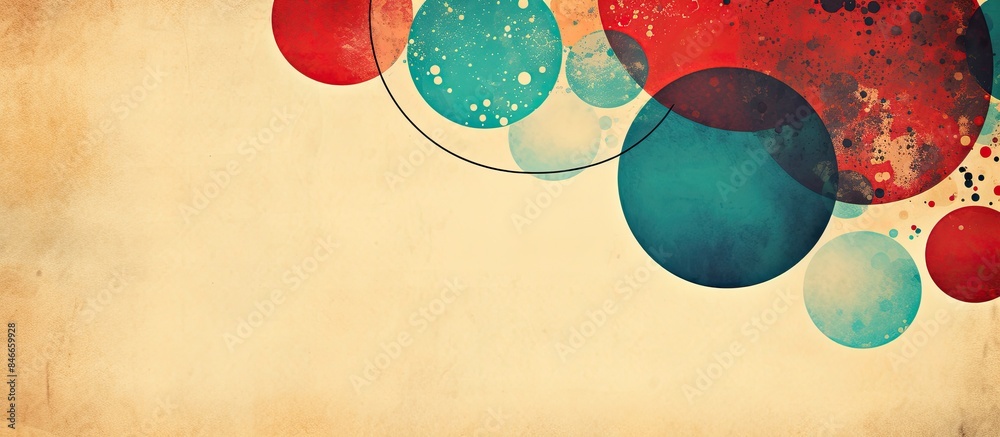 Aufkleber vintage abstract background featuring circles on aged retro paper texture with copy space image.