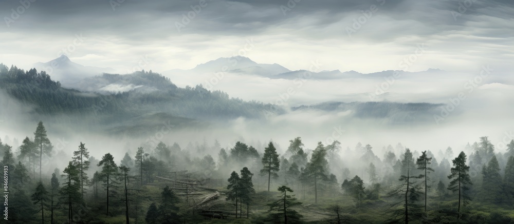 Poster Extensive mist with room for text or graphics in image. with copy space image. Place for adding text or design