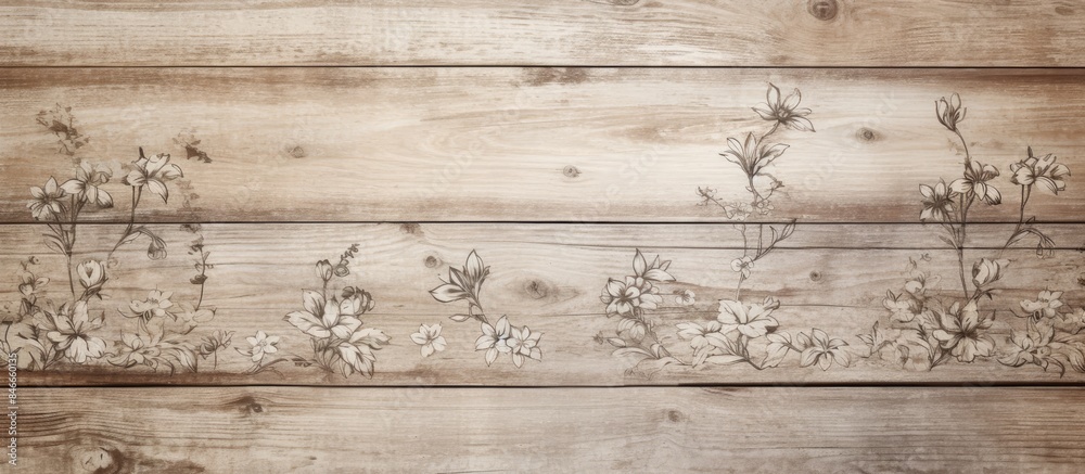 Poster background with an old natural pattern on a light wood texture, featuring a copy space image.