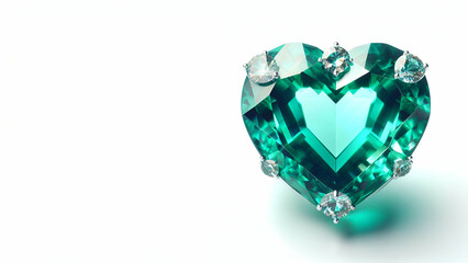 Fototapeta premium Green diamond heart love heart background, generative ai