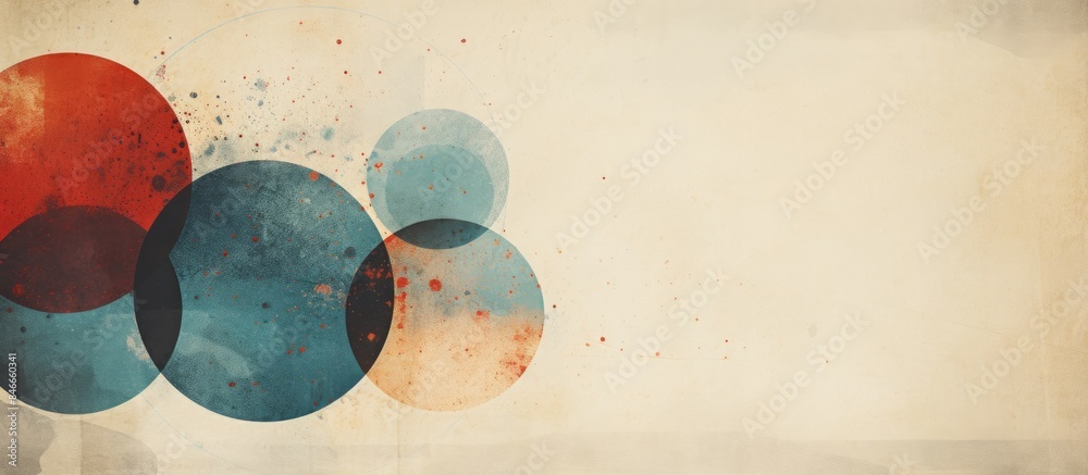 Poster vintage abstract background featuring circles on aged retro paper texture with copy space image.