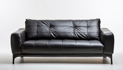 Fototapeta premium White background with solo black leather beanbag