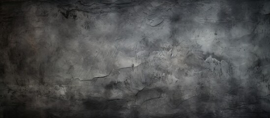 Obraz premium Vintage web banner or wallpaper with a gloomy, textured rough dark surface resembling an abstract grunge black background on an empty concrete wall, providing copy space image.