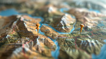 A detailed map shows specific locations with pinpoints for easy identification and navigation
