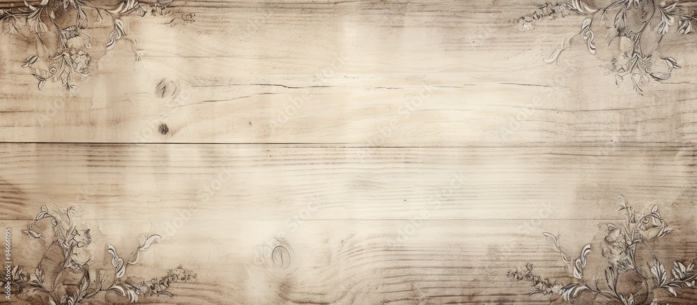 Poster background with an old natural pattern on a light wood texture, featuring a copy space image.