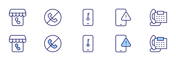 Phone icons. Duotone style. Line style. Editable stroke. Vector illustration, phone store, phone, lock, no call.