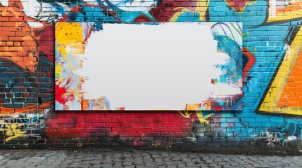Blank Business Cards Against Vibrant Graffiti Wall Urban Street Art Stock Image