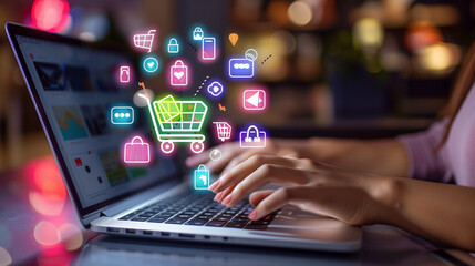 E commerce Team Monitoring Live Sales Dashboard During Major Online Event with Technology Networking and Digital Communication in Business