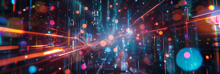 Global network connections. Abstract neural networks cyberspace. Futuristic grid. top view. Generative AI.
