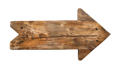 Wooden arrow on a transparent background