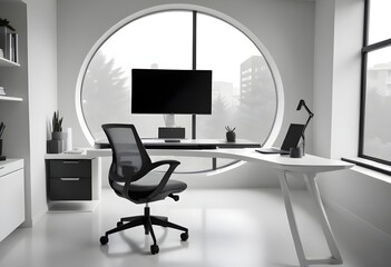 minimalist interior design style futuristic home office sleek furniture state of the art technology