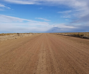 road in the desert in Pensinsula de Valdés, Argentina