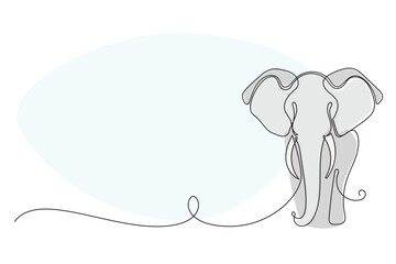 Elephant Animal Line Art. Abstract Elephant Outline Doodle Silhouette Hand Drawn Illustration. Elephant Mascot Curve Line Symbol Icon.	