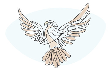 Eagle Bird Line Art Doodle Illustration. Silhouette Outline Wild Eagle Bird Monochrome Symbol Contour Hand Drawn Curve Line Decoration	
