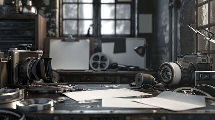 Vintage Photographer's Darkroom Blank Business Cards Photo Reels and Classic Camera