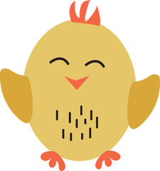 symbol, sticker, drawing happy chicken on transparent background for collage