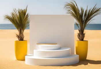 Fototapeta premium beach chair and palm tree