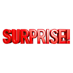 Fototapeta premium A digital rendering of the word surprise in bold, red, 3D letters with a white background. Generative AI