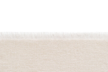A piece of cotton fabric with fringe on white background for text or banner