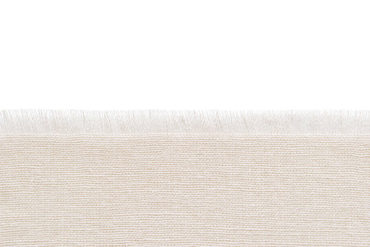 A piece of cotton fabric with fringe on white background for text or banner