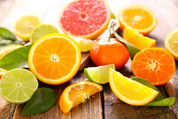 fresh citrus fruits- orange, lemon and grapefruit